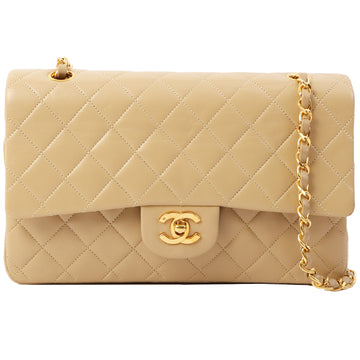 Chanel Around 1990 Made Classic Flap Chain Bag 25Cm Beige