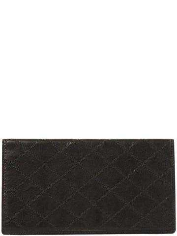 CHANEL Around 1990 Made Bicolore Stitch Long Wallet Black