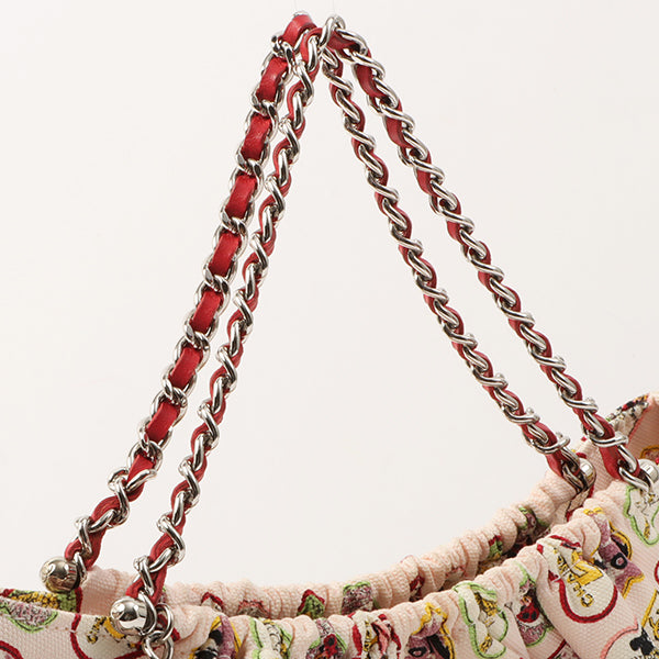 Chanel Around 2006 Made Canvas Multi Heart Motif Printed Chain Bag Pin