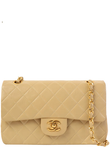 CHANEL Around 1990 Made Classic Flap Chain Bag 23Cm Beige