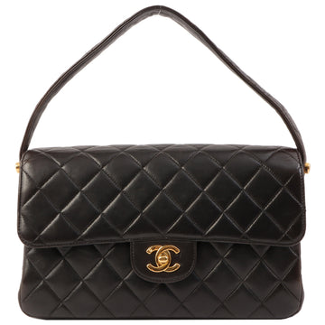 Chanel Around 1997 Made Double Face Classic Flap Top Handle Bag Black