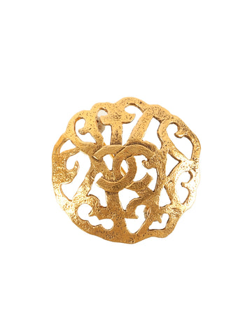 CHANEL 1990 Made Cc Mark Cut Out Brooch