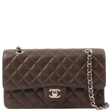 Chanel Around 2006 Made Caviar Skin Classic Flap Chain Bag 25Cm Dark Brown