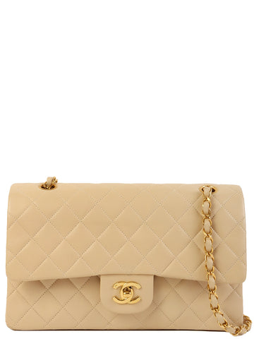 CHANEL Around 1995 Made Classic Flap Chain Bag 25Cm Beige