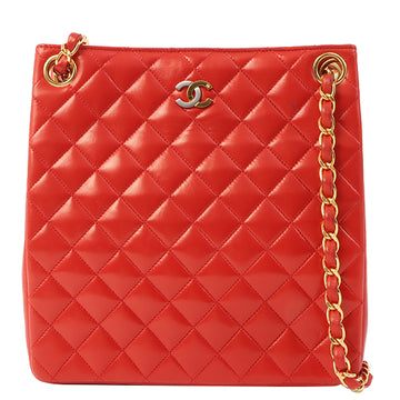 Chanel Around 1995 Made Paris Limited Cc Mark Plate 2Way Chain Bag Red