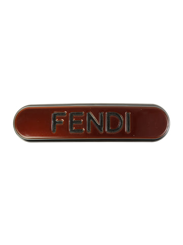 FENDI Logo Hair Clip Brown/Black
