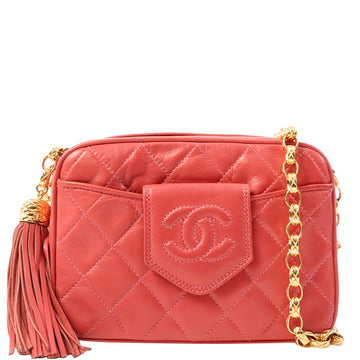 Chanel Around 1990 Made Cc Mark Stitch Fringe Bijoux Chain Bag Coral Pink