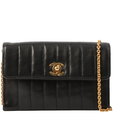 Chanel Around 1992 Made Mademoiselle Stitch Turn-Lock Mini Chain Bag Black