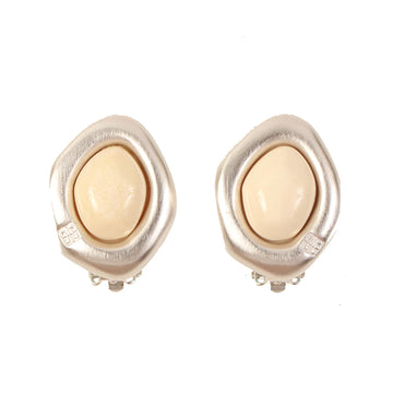 GIVENCHY Color Stone Logo Earrings Ivory/Silver