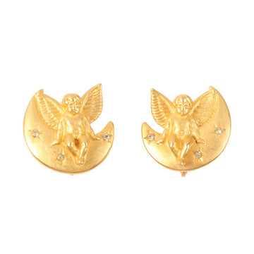 GIVENCHY Rhinestone Angel Motif Earrings