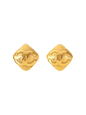 CHANEL 1994 Made Diamond Motif Cc Mark Earrings