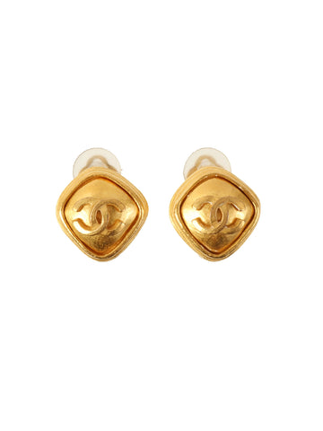 CHANEL 1997 Made Diamond Motif Cc Mark Earrings