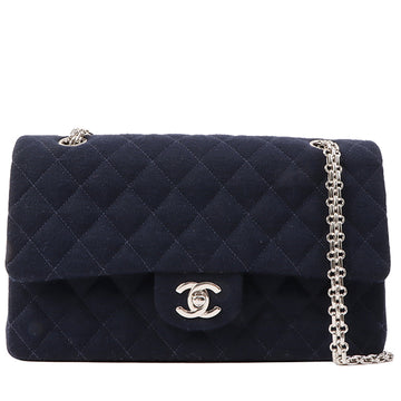 Chanel Around 1998 Made Cotton Classic Flap 2.55 Chain Bag Navy