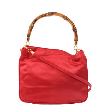 Gucci Satin Bamboo Mini 2Way Bag Red