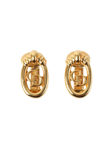DIOR Oval Logo Cut-Out Earrings