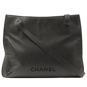 Chanel 1998 Made Caviar Skin Logo Embroidery Tote Bag Black