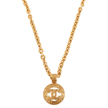 CHANEL 1994 Made Round Cutout Cc Mark Long Necklace