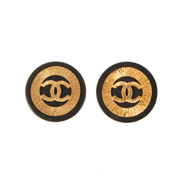 CHANEL 1994 Made Round Cc Mark Earrings Black