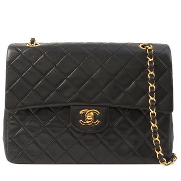 Chanel Around 1990 Made Classic Flap Turn-Lock Chain Bag Black