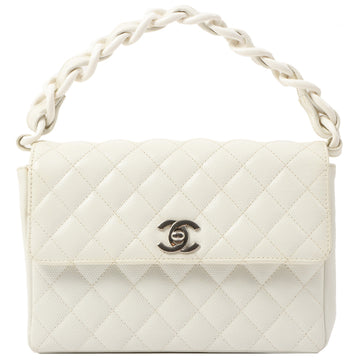 Chanel Around 1996 Made Pvc Turn-Lock Plastic Chain Handbag White