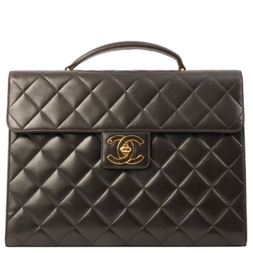 Chanel Around 1998 Made Turn-Lock Briefcase Black