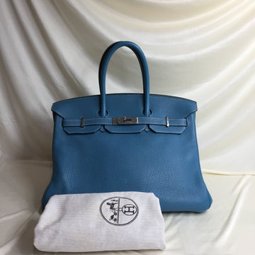 Hermes Blue Leather Birkin 30 Sku# 59974