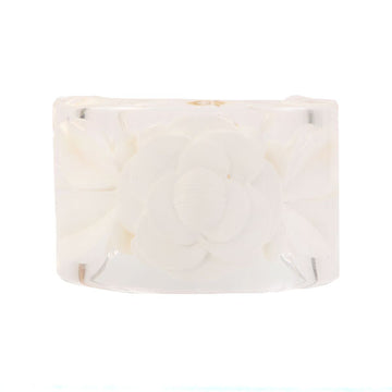 CHANEL 2000 Made Camellia Motif Bangle Clear/White