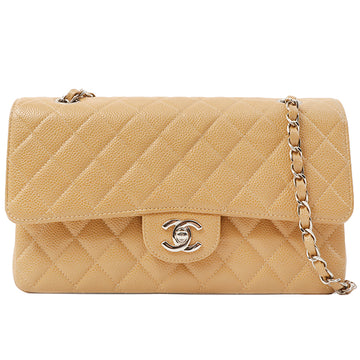 Chanel Around 2000 Made Caviar Skin Classic Flap Chain Bag 25Cm Beige