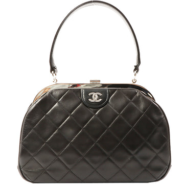 Chanel Around 1997 Made Metal Clasp Cc Mark Plate Handbag Black