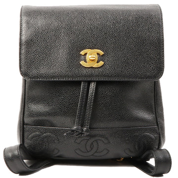 Chanel Around 1996 Made Caviar Skin Turn-Lock Backpack Black
