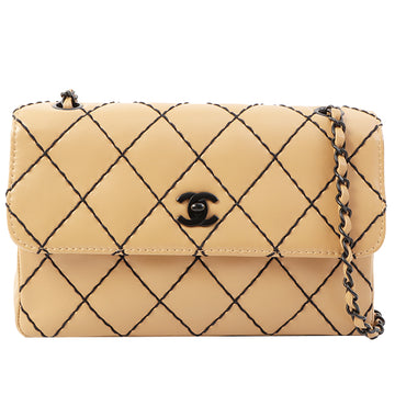 Chanel 2000 Made Wild Stitch Straight Flap Turn-Lock Chain Bag Beige