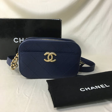 Chanel Blue Caviar Quilted Waist Bag Sku# 57536