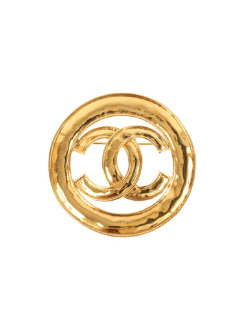 CHANEL 1994 Made Round Cut Out Cc Mark Brooch