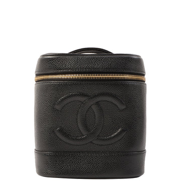 Chanel Around 2001 Made Caviar Skin Cc Mark Stitch Vanity Black
