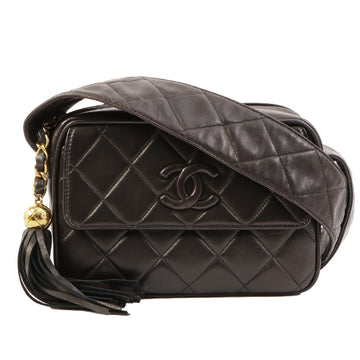 Chanel Around 1995 Made Cc Mark Fringe Shoulder Bag Black