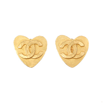 Chanel 1995 Made Heart Cc Mark Earrings