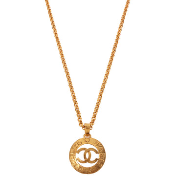 CHANEL 1993 Made Round Cutout Cc Mark Necklace
