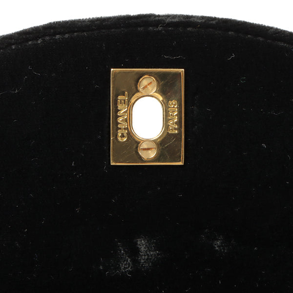 Chanel Around 1995 Made Double Turn-Lock Velour Backpack Black