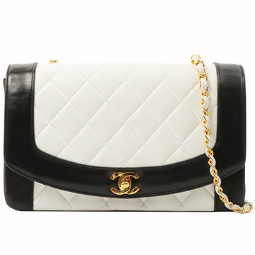 Chanel Around 1992 Made Diana Flap Chain Bag 25Cm Black/White
