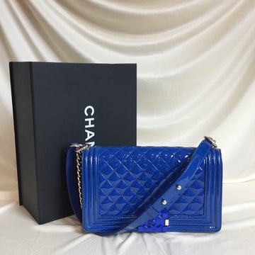 Chanel Blue Patent Boy Shoulder Bag Small Sku# 60733