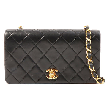 Chanel Around 1990 Made Full Flap Turn-Lock Chain Bag Mini Black