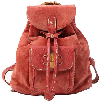Gucci Suede Bamboo Backpack Mini Red