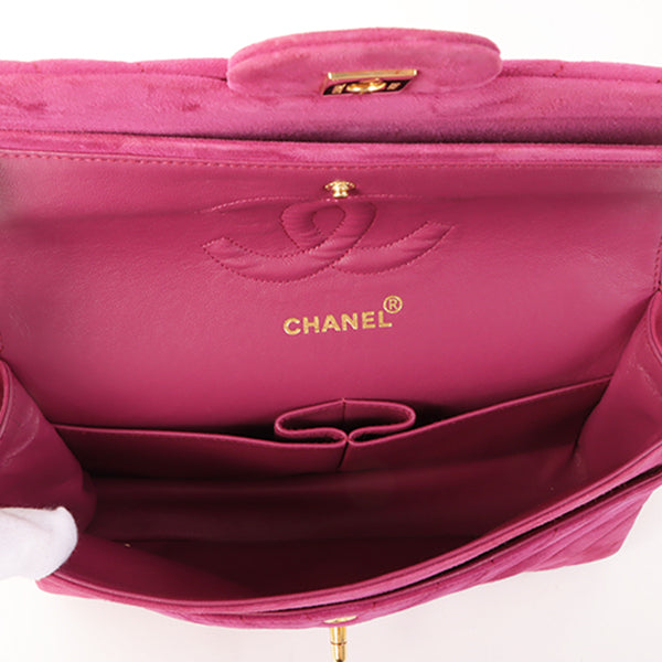 Chanel Around 1990 Made Suede Chevron Classic Flap Chain Bag 25Cm Purp