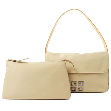 Givenchy Nylon Logo Plate Shoulder Bag With Pouch Beige
