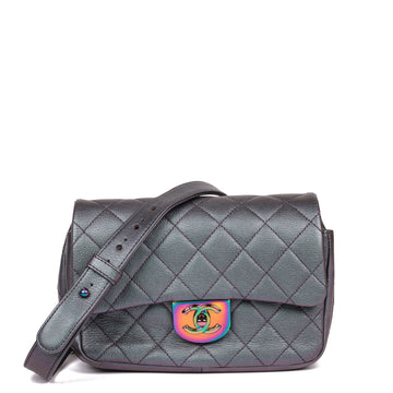 Chanel Iridescent Quilted Calfskin Leather Small Double Carry Flap Bag