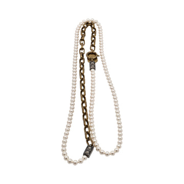 LANVIN Faux Pearl/Chain Necklace