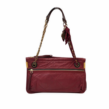 LANVIN Leather Amalia Shoulder Bag Burgundy