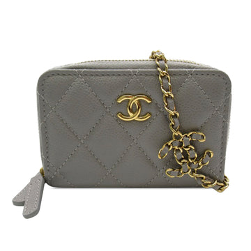 CHANEL Quilted Caviar Leather Coin Purse Crossbody Bag
