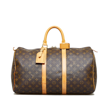 Authenticated Used Louis Vuitton Keepall Bandouliere 50 Women's and Men's  Boston Bag M45731 Monogram Shadow Leather Navy 