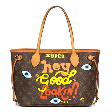 Louis Vuitton X Year Zero London Hand-painted 'Hey Good Lookin' Brown Monogram Coated Canvas Neverfull PM Shopper